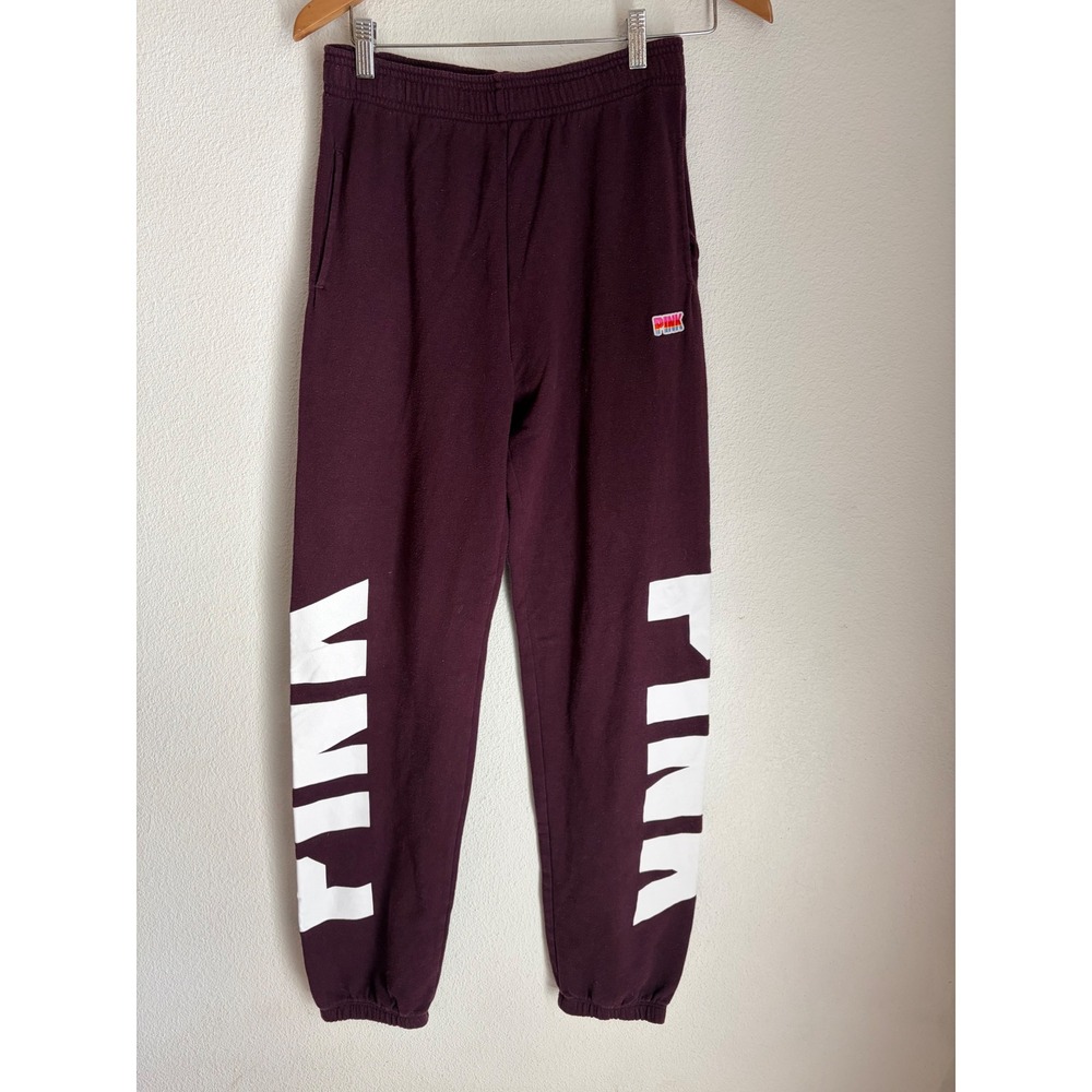 Victoria's Secret PINK Maroon Zip Hoodie and Jogger Sweatpants Set Burgundy XS S